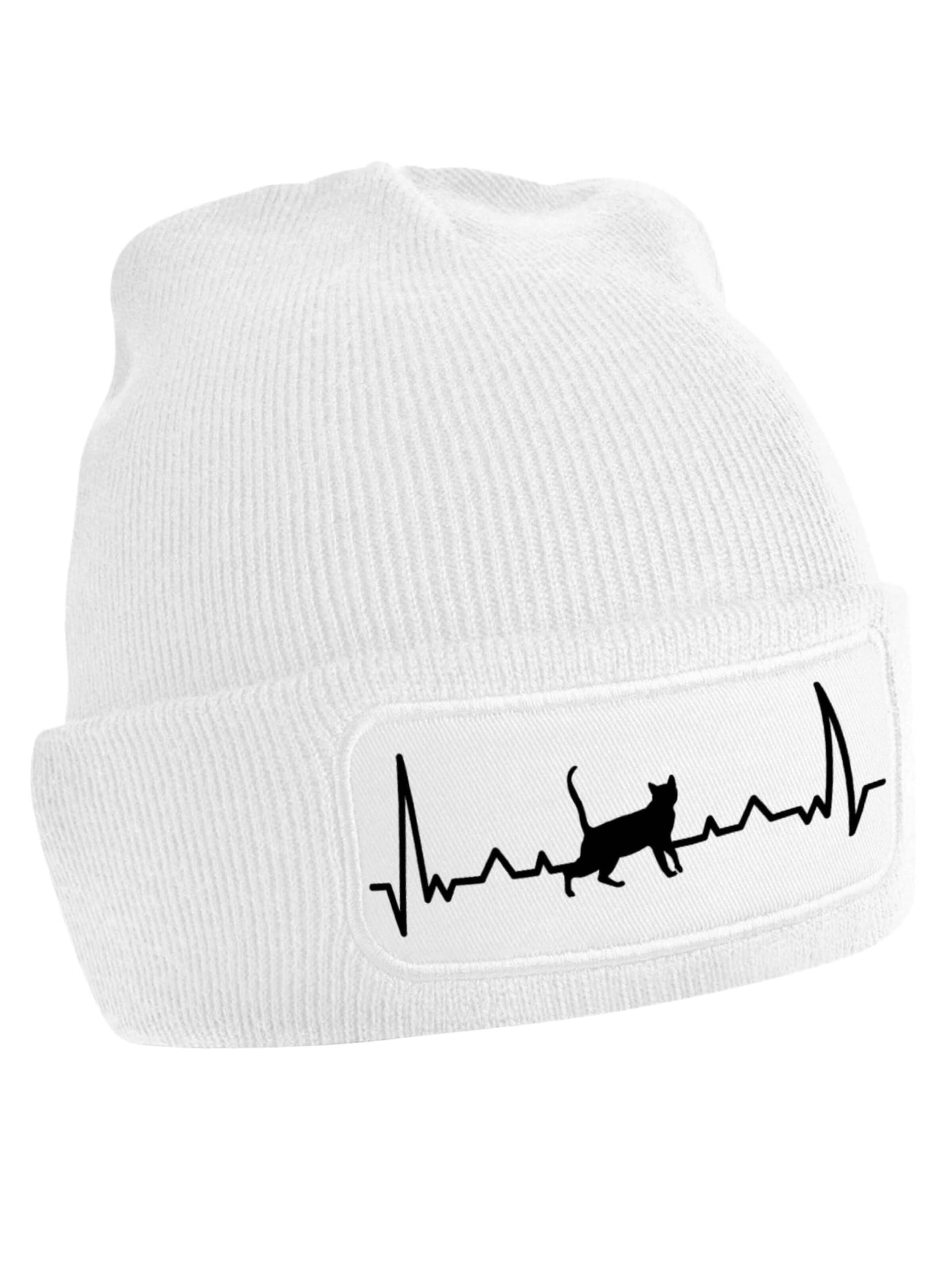 Youth Designz Mütze 'Heartbeat Katze'‌ in Weiß