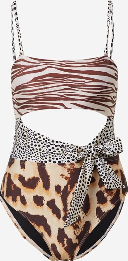 River Island Badeanzug in beige / braun / schwarz / weiß, Produktansicht