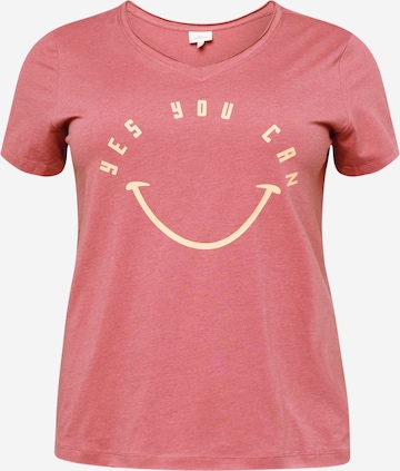 ONLY Carmakoma Shirt 'QUOTE' in Pink: front