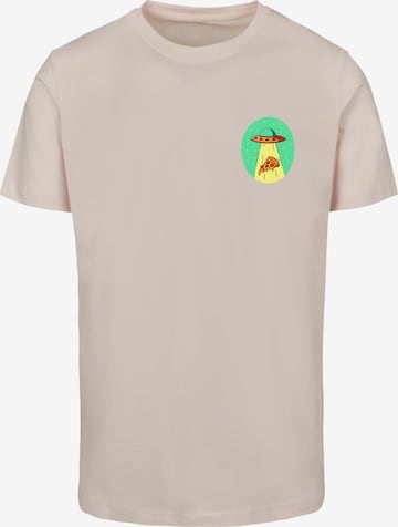 T-Shirt 'Ufo Pizza' Mister Tee en rose : devant