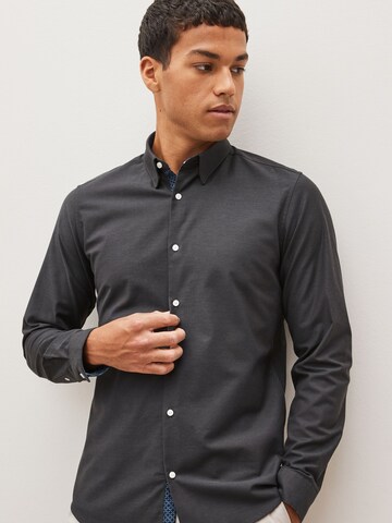 Next Slim fit Button Up Shirt in Grey: front