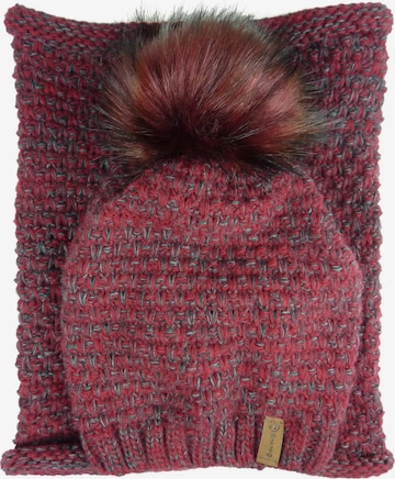 Kumixi Mütze 'Set: Mütze & Loop Schal' in Rot: Vorderseite