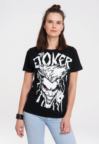 LOGOSHIRT Shirt 'DC Comics - Joker' in Black: front