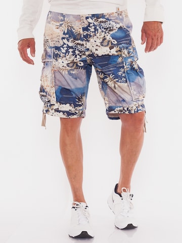 JET LAG Regular Cargohose 'Flowers' in Blau: Vorderseite