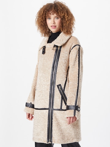 River Island Winter Coat in Beige: front