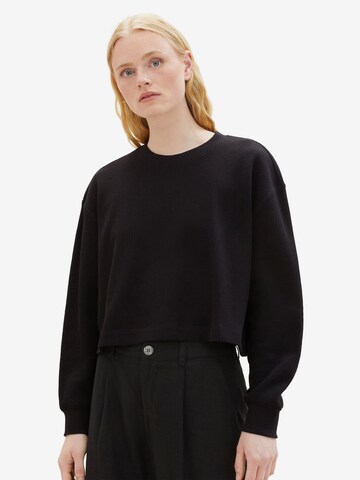 TOM TAILOR DENIM Sweatshirt in Black: front