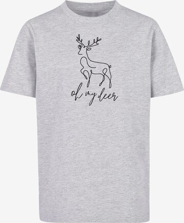 F4NT4STIC Shirt 'Winter Christmas Deer' in Grijs: voorkant