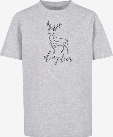 F4NT4STIC Shirt 'Winter Christmas Deer' in Grijs: voorkant