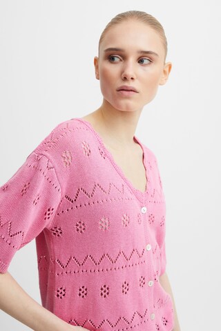 ICHI Knit Cardigan in Pink