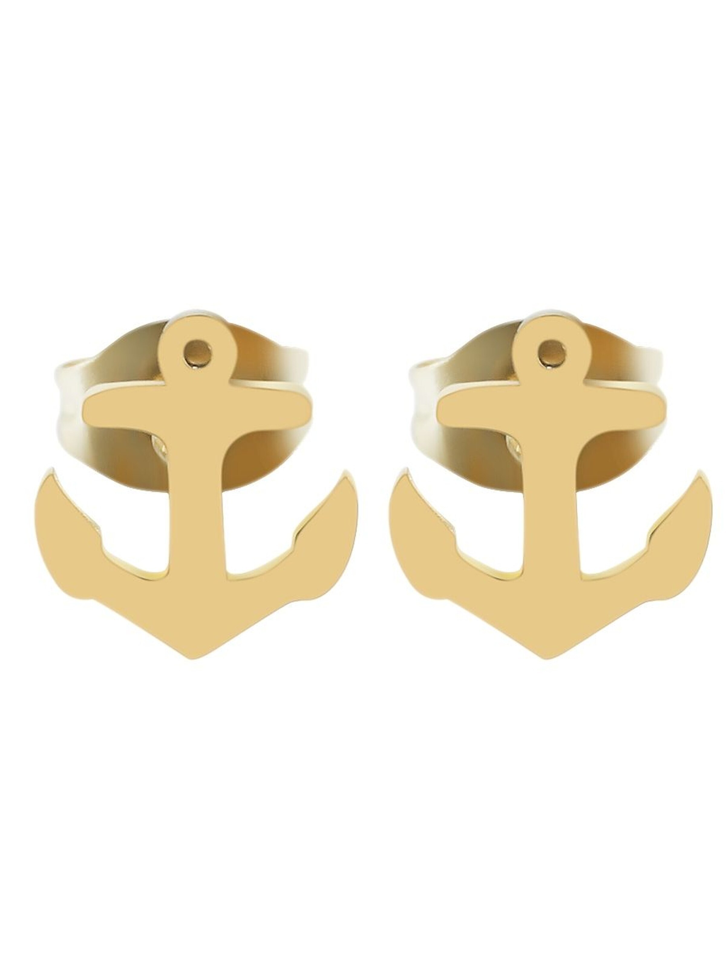 Akzent Earrings 'Edelstahl, Anker, 4 Farben, 8x7,5 mm, Maritimes Design' in Gold: front