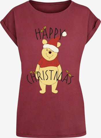 ABSOLUTE CULT Shirt 'Winnie The Pooh - Happy Christmas Holly' in Red: front