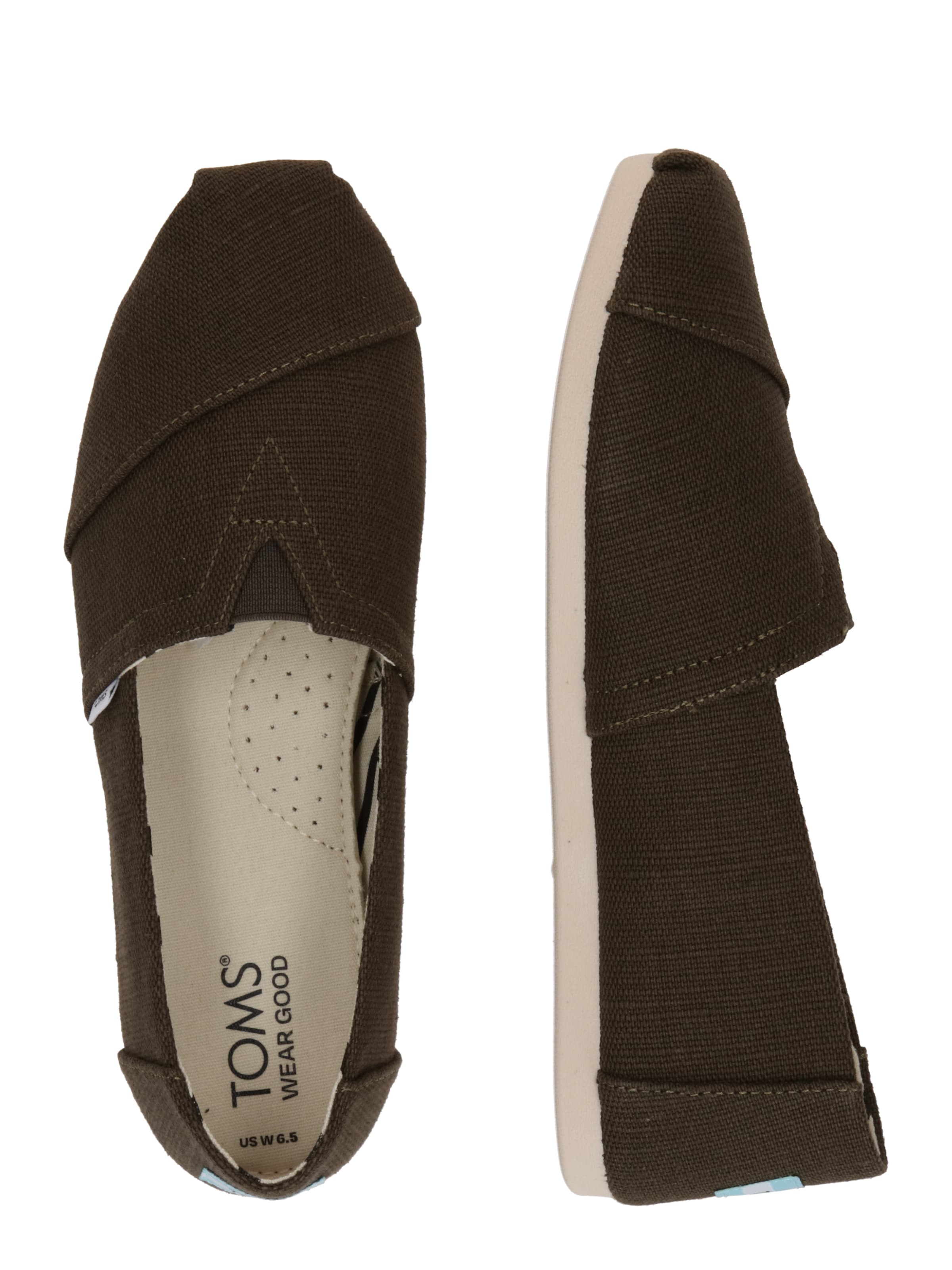 Chaussure basse 'ALPARGATA' TOMS en vert : sur le côté