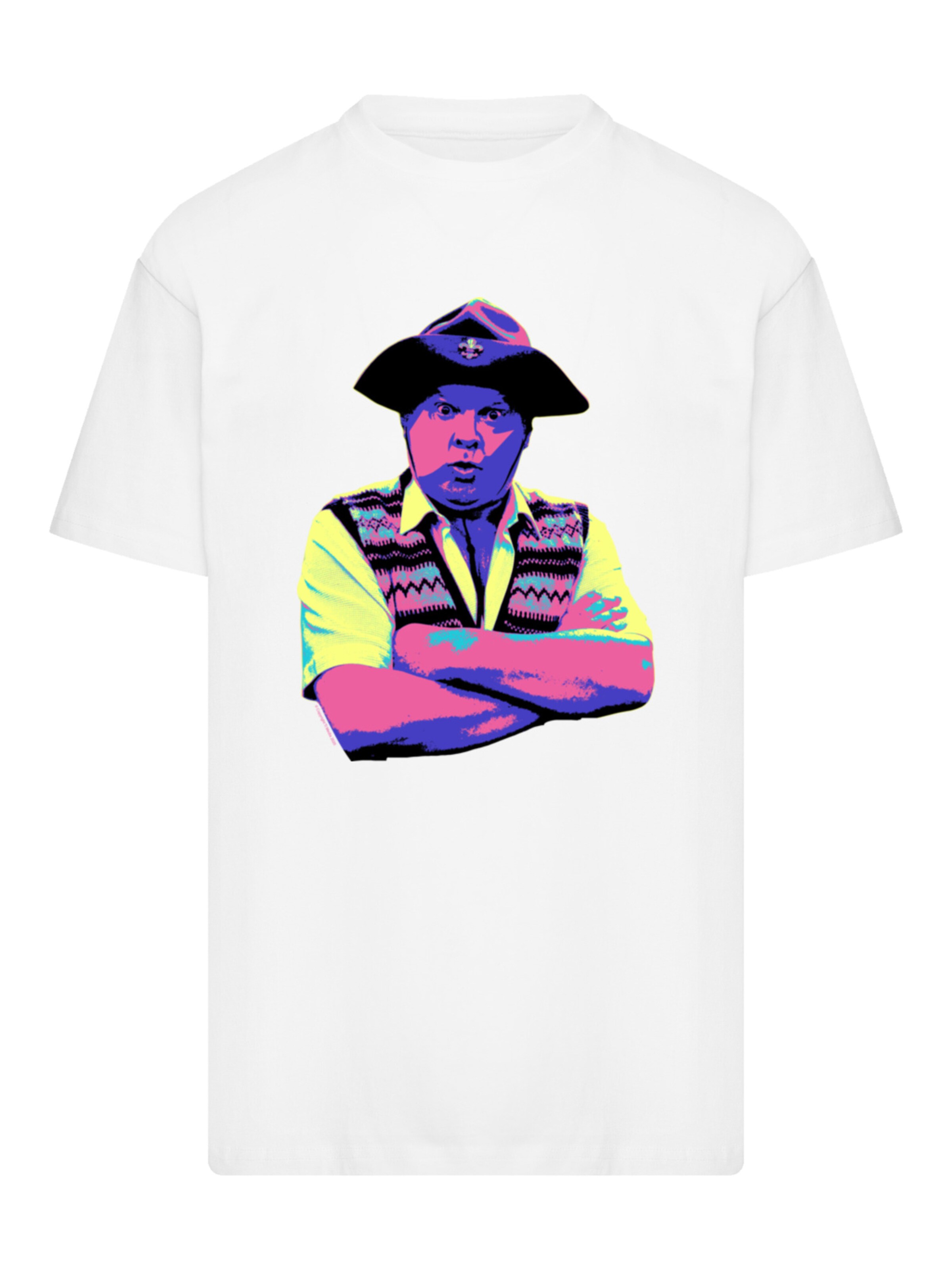 F4NT4STIC Shirt 'TV Times Benny Hill In Character 1989 Pop Art' in Wit: voorkant
