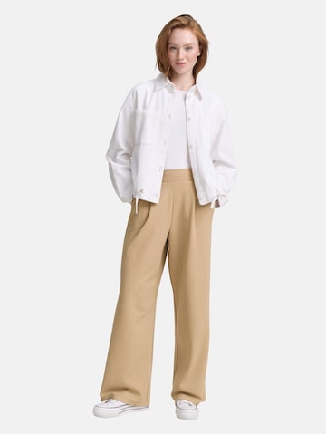 TOM TAILOR DENIM Wide leg Bandplooibroek in Bruin
