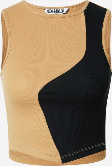 NEON & NYLON Top 'KENYA' in Camel / Black, Item view