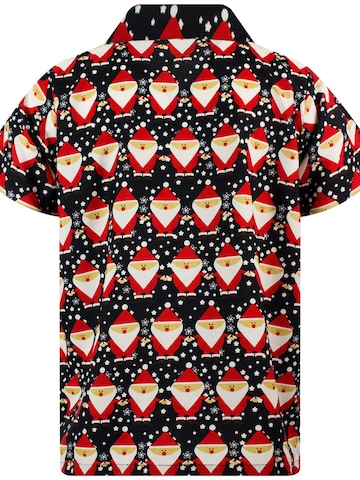 King Kameha Regular Fit Hemd 'Christmas Santa Allover'‌‌‌‌ in Schwarz