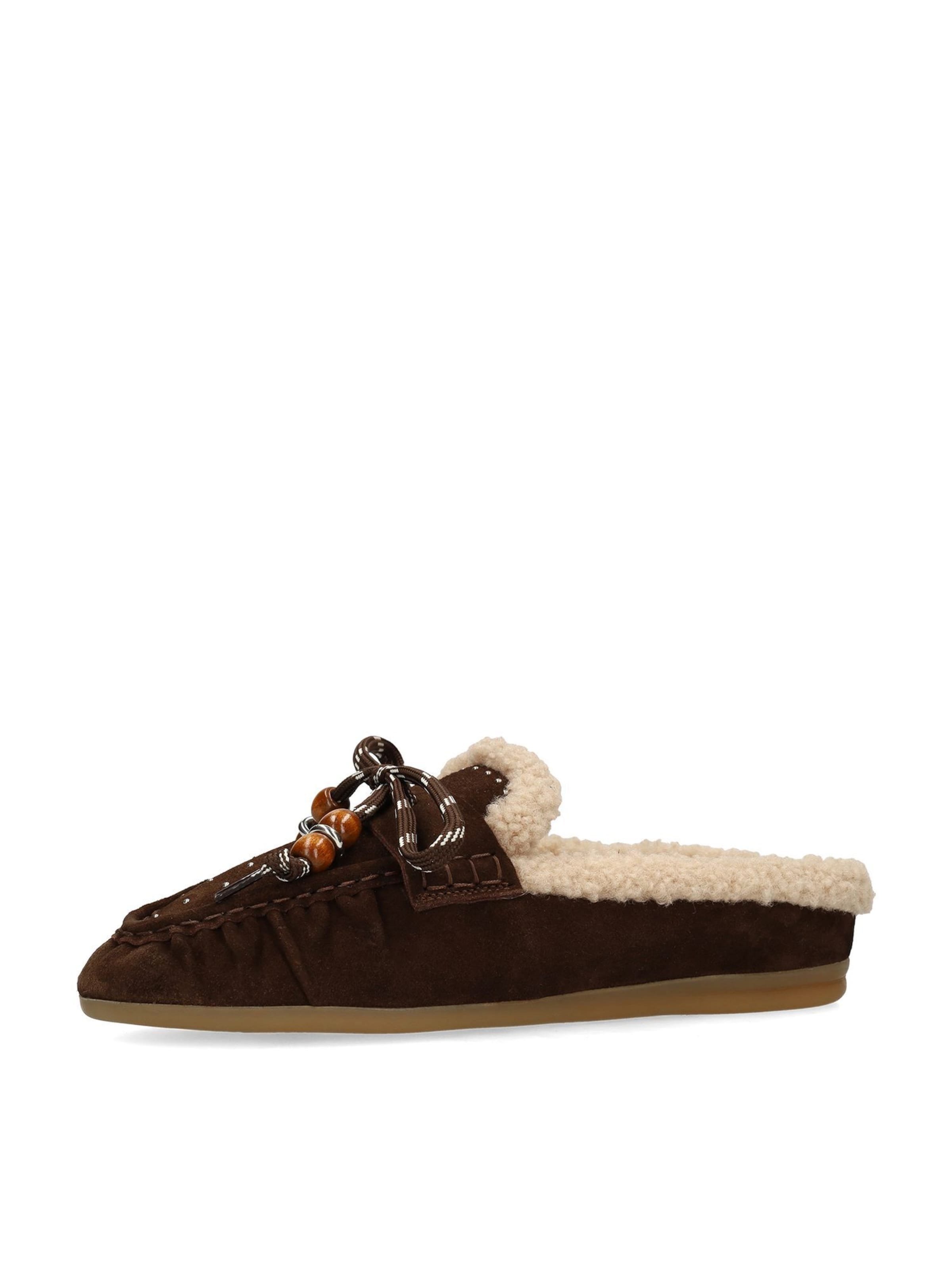 MANFIELD Pantoufle en 36 en marron, Vue avec produit