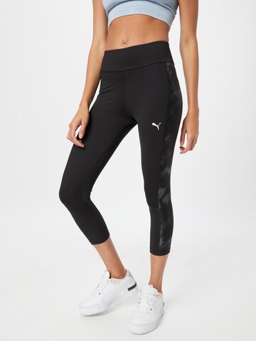 PUMA Skinny Workout Pants in Black: front