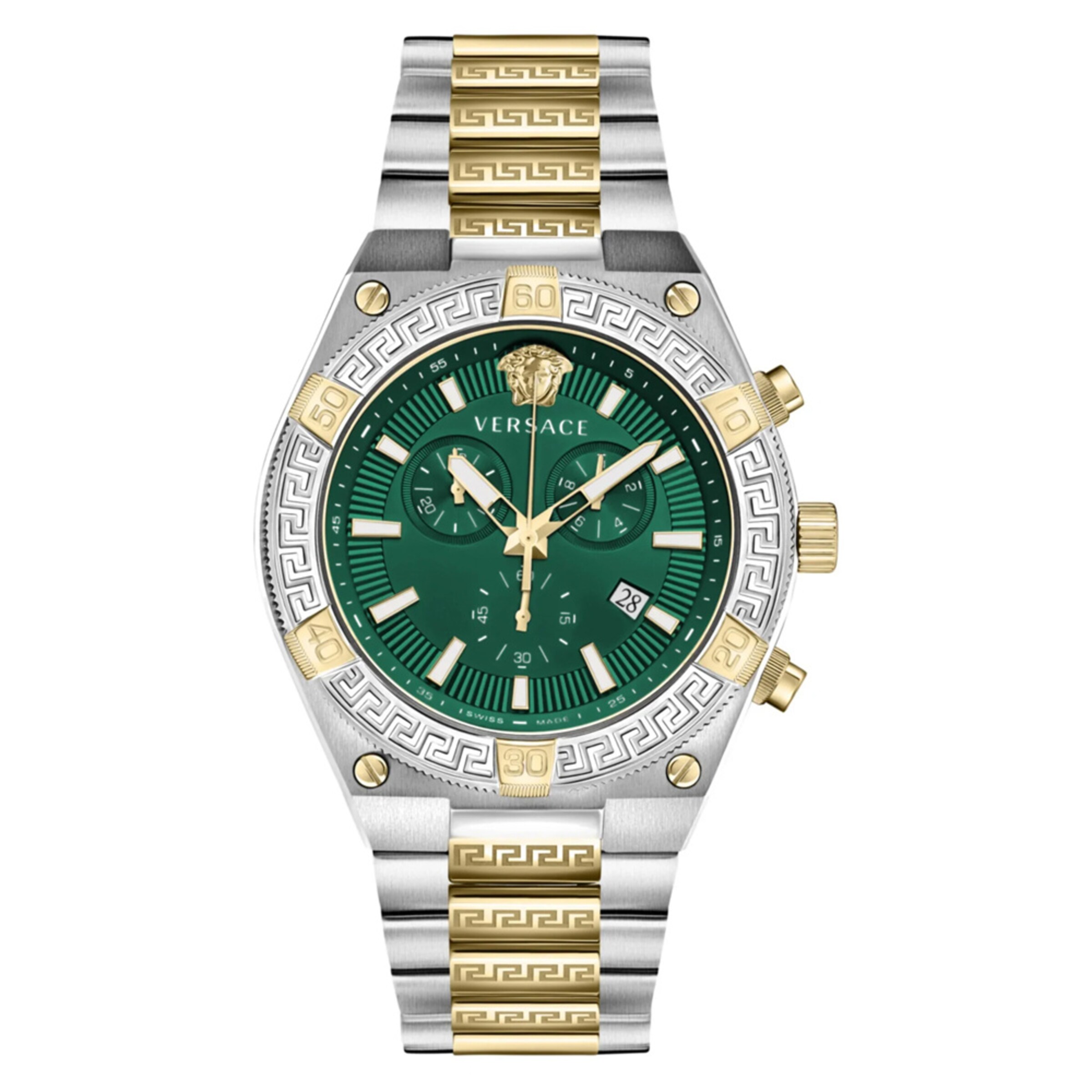 VERSACE Analoog horloge 'Greca' in de kleur Goud / Donkergroen / Zilver, Productweergave