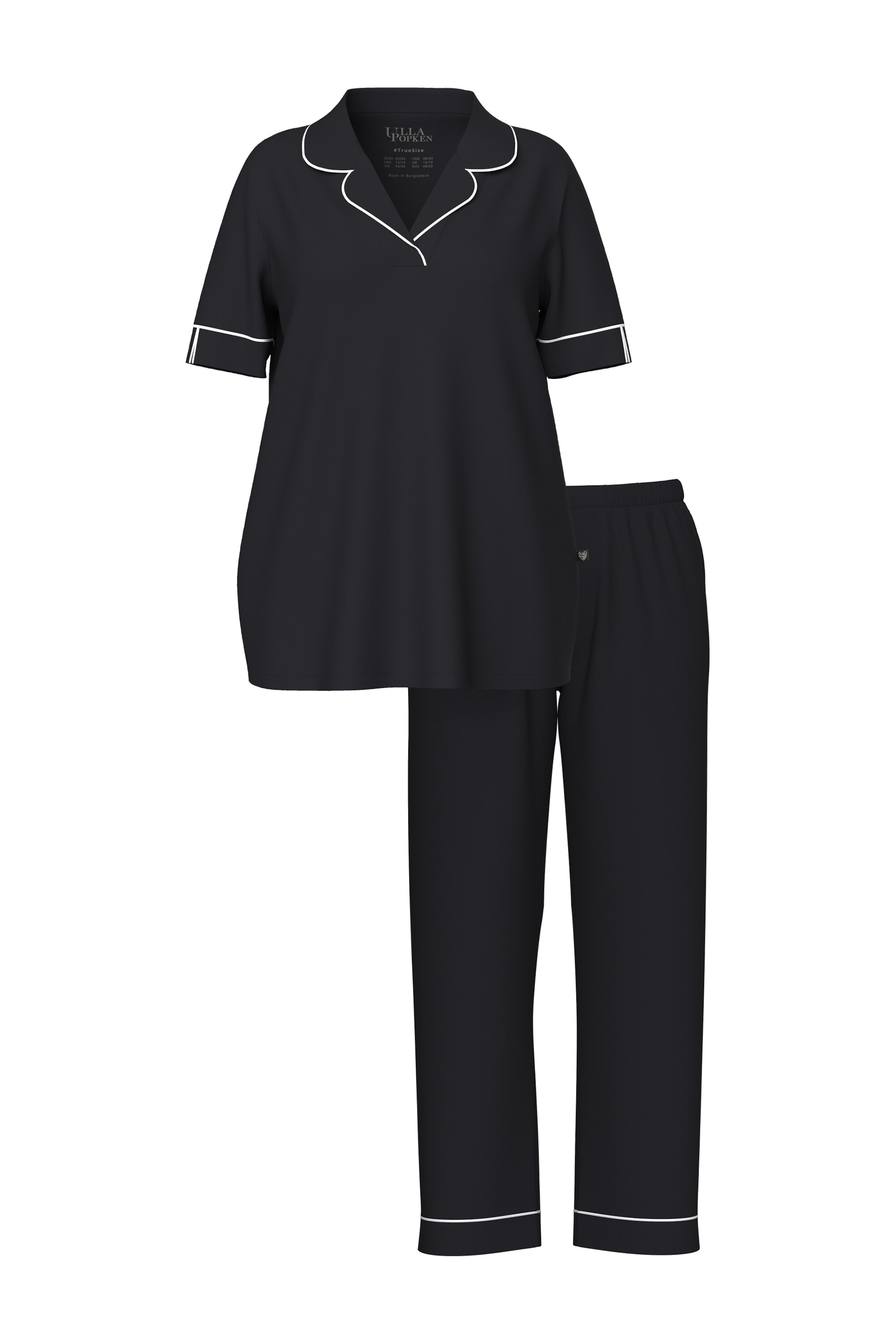 Ulla Popken Pyjama in Zwart: voorkant