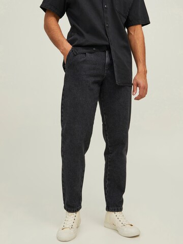 JACK & JONES Loose fit Pleated Jeans 'Bill' in Black: front