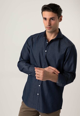 Black Label Shirt Regular fit Zakelijk overhemd 'DENIM' in Blauw: voorkant