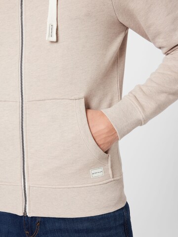 TOM TAILOR Regular Fit Sweatjacke in Beige