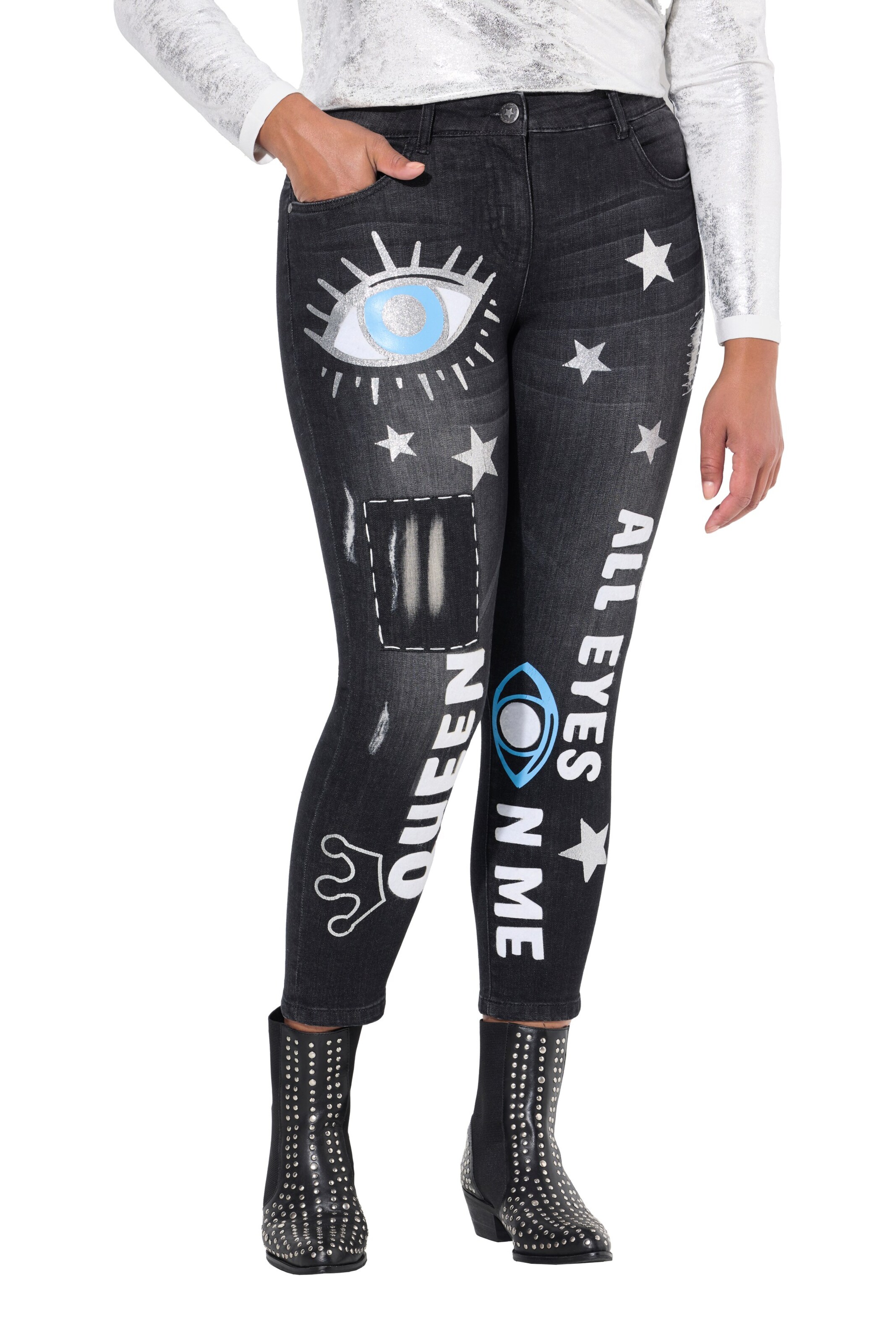 Angel of Style Skinny Jeans in Black: front