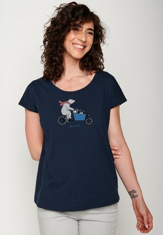 Maglietta 'Bike Cargo Family' di GREENBOMB in blu: frontale