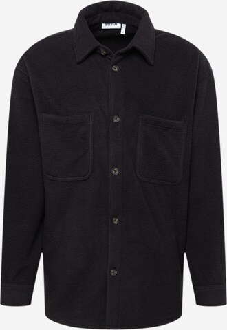 WEEKDAY Comfort fit Button Up Shirt in Black: front