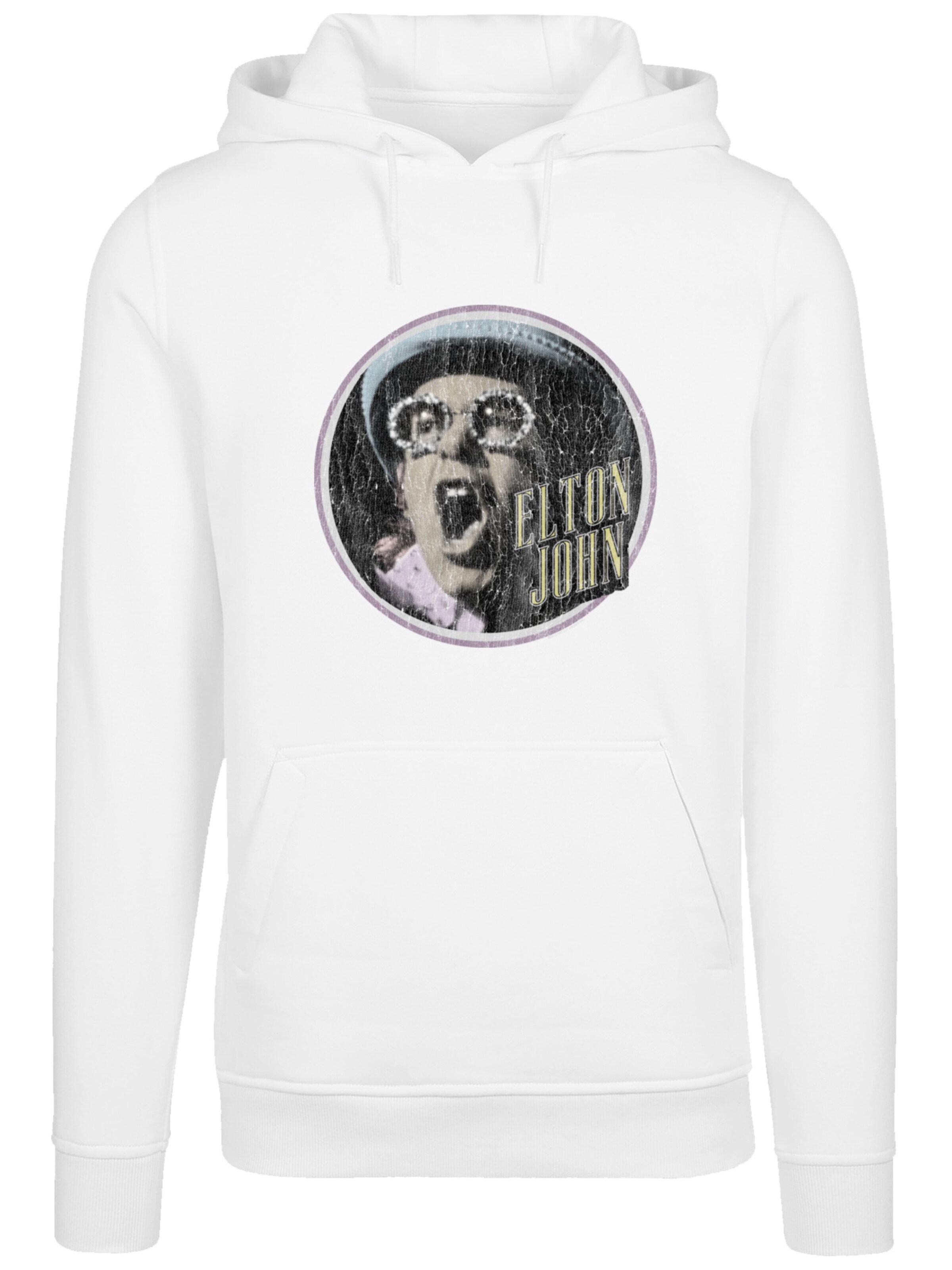F4NT4STIC Sweatshirt 'Elton John Vintage Circle' in Wit: voorkant