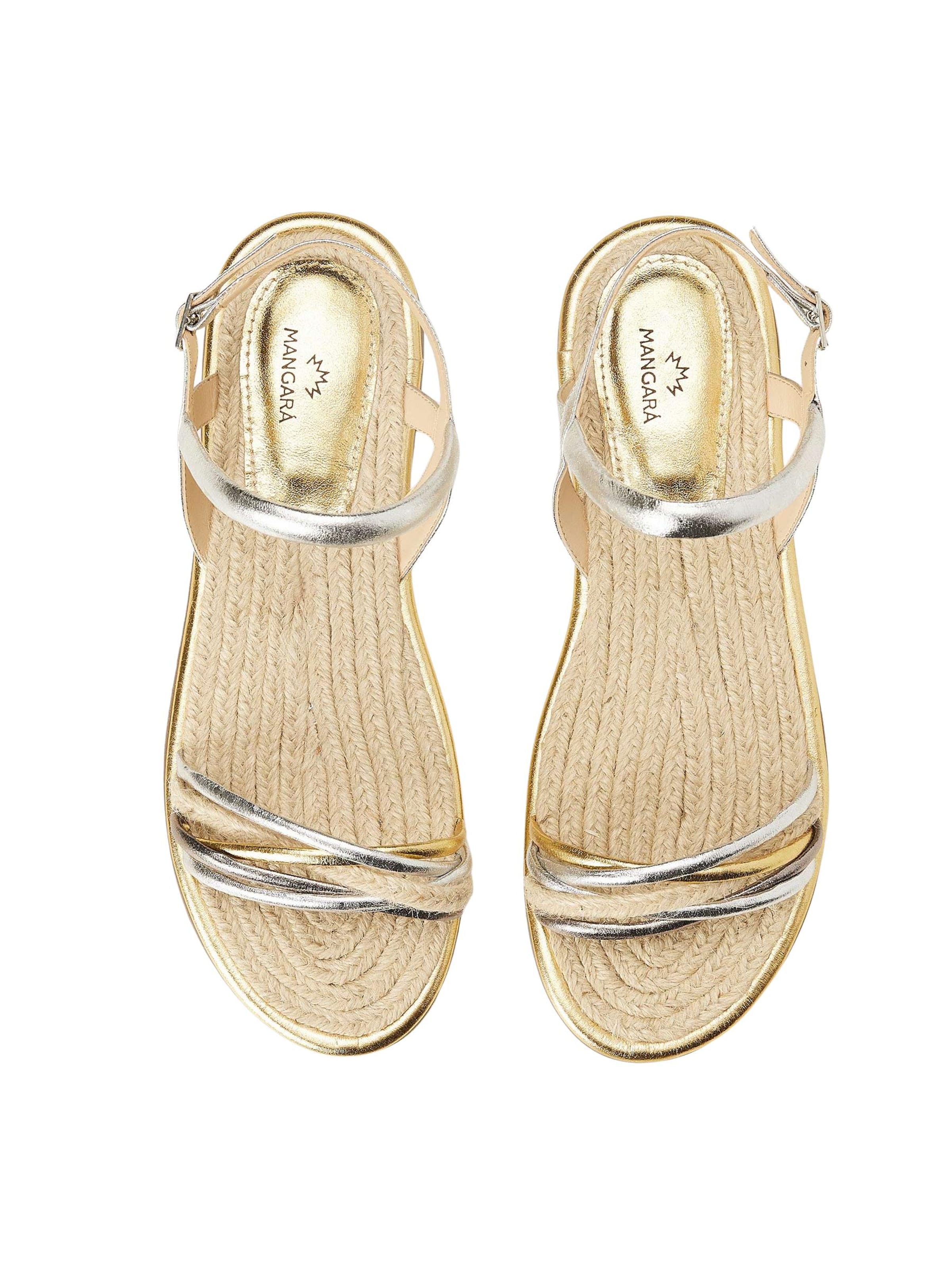 Mangara Atelier Sandalen met riem 'Sandales Albizia en Raffia' in Goud