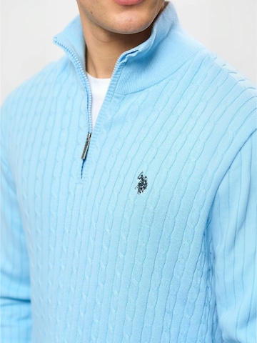 U.S. POLO ASSN. Neulepaita ' UMRomeo Half-zip ' värissä sininen