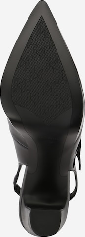 Karl Lagerfeld Čevlji s peto in s paščki | črna barva