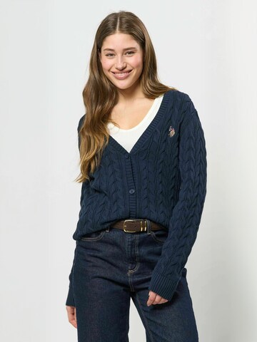 Geacă tricotată ' UW V-neck ' de la U.S. POLO ASSN. pe albastru: față