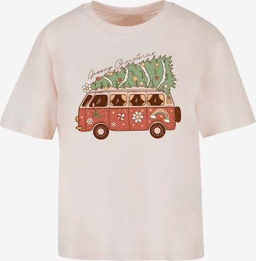 F4NT4STIC Shirt 'Groovy Christmas Camper Van' in Beige: front