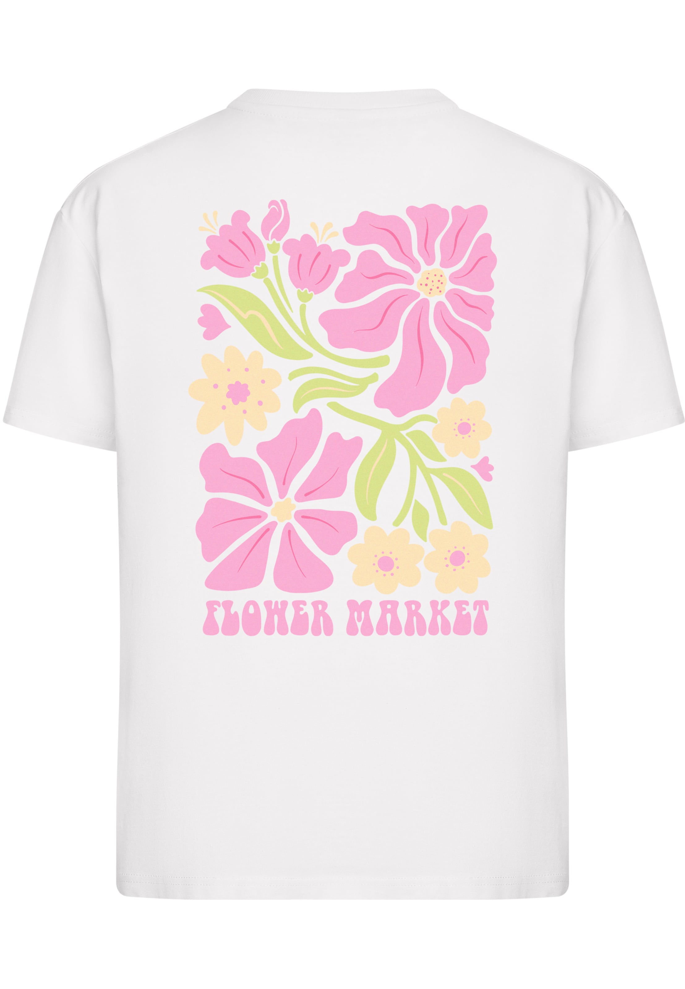 Miss Tee Tričko 'Flower Market Flowers' – bílá: přední strana