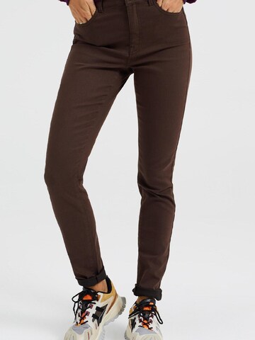 WE Fashion Skinny Jeans in Brown: front