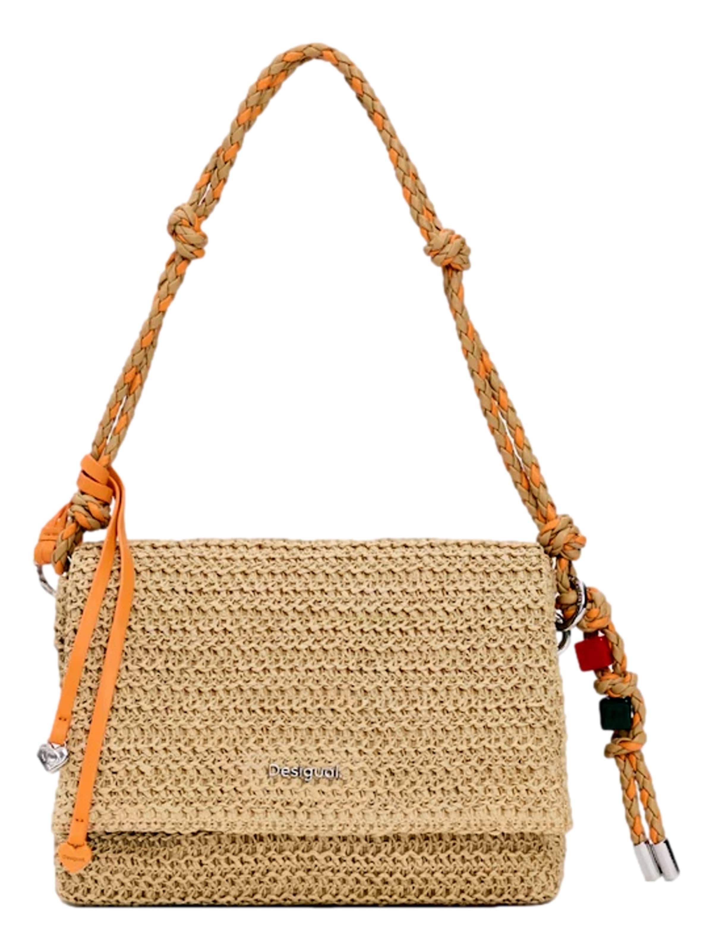 Poșete 'Half Logo Raffia' de la Desigual pe bej: față