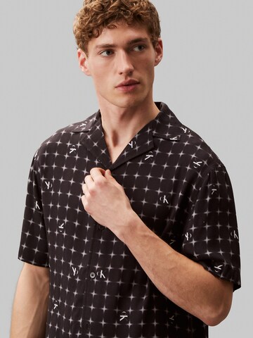 Calvin Klein Swimwear Regular fit Button Up Shirt in Black