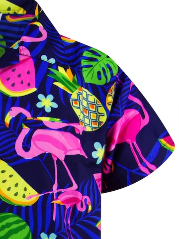 King Kameha Shirt 'Flamingo Melon' in Blue