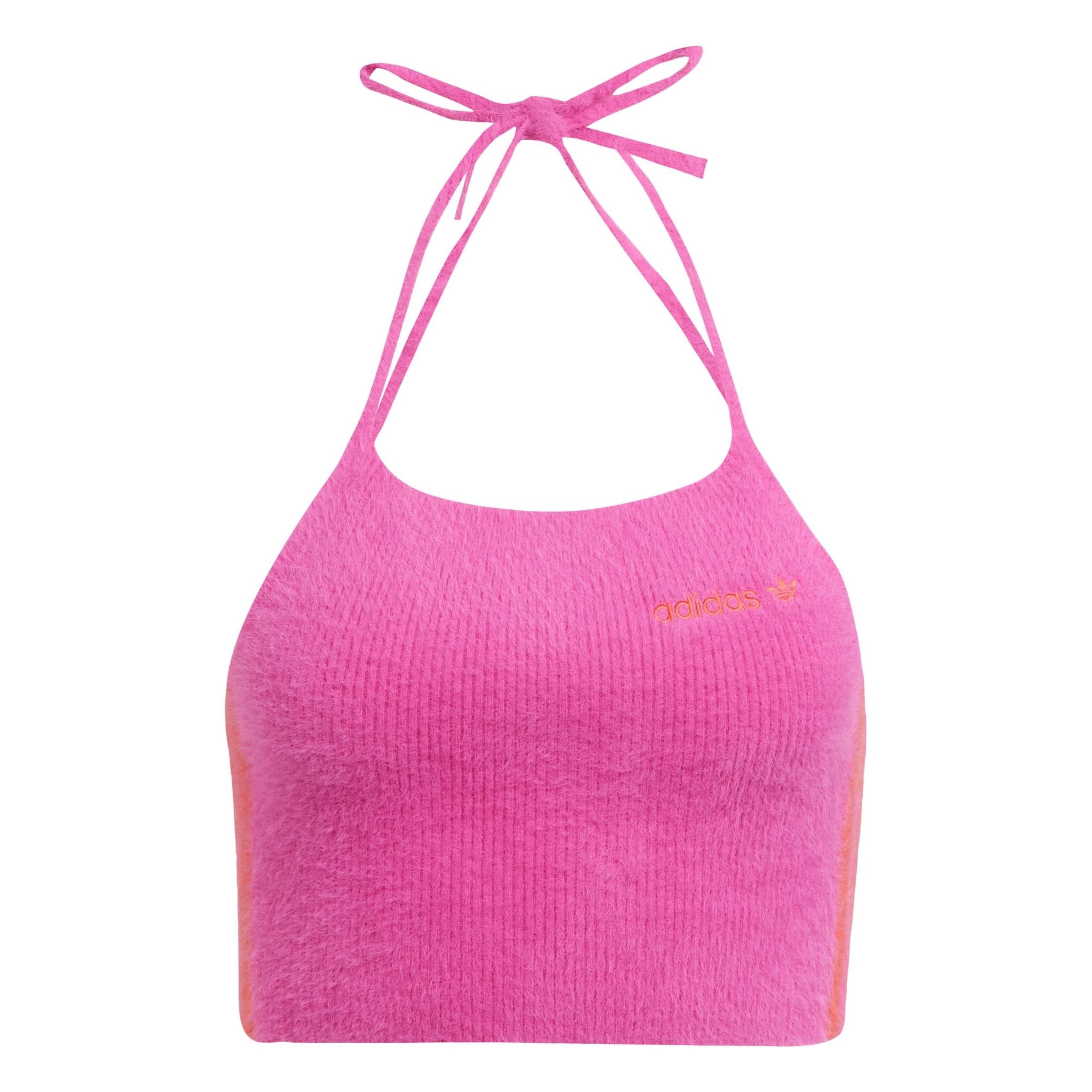 ADIDAS ORIGINALS - Top de malha 'Fluffy Knitted Halter' em rosa: frente
