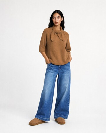 Smith&Soul Kurzarm-Pullover mit Schalkragen in Braun: Vorderseite