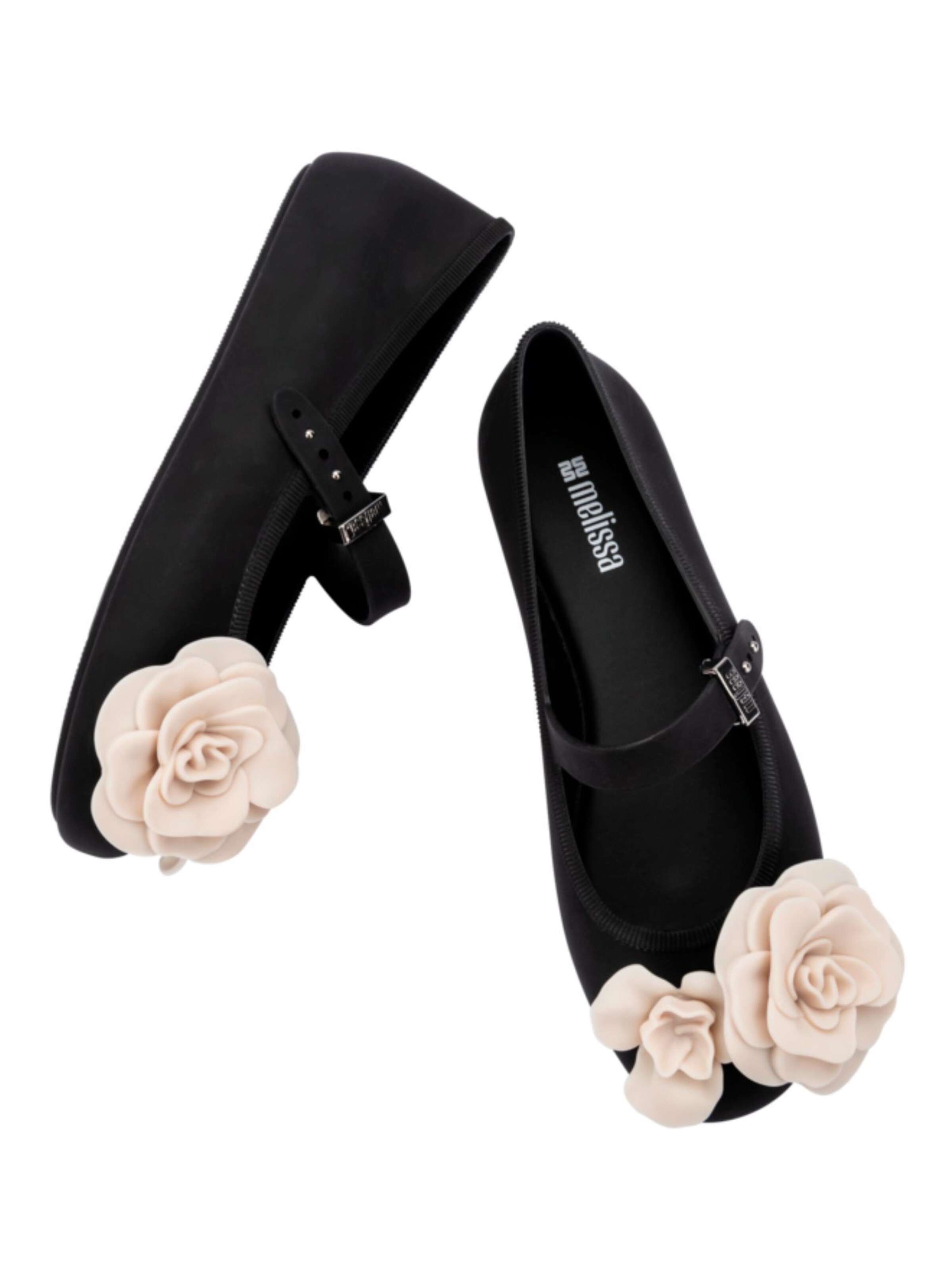 MELISSA Ballet Flats with Strap 'Soft Petals' in Black