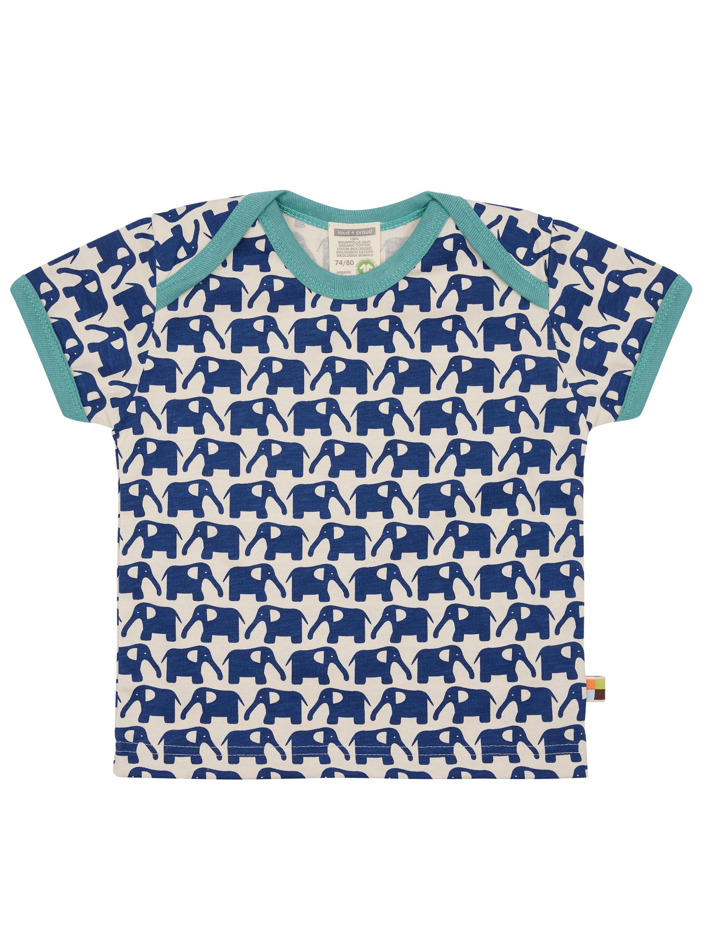 loud + proud Shirt 'Elefanten' in Blue: front