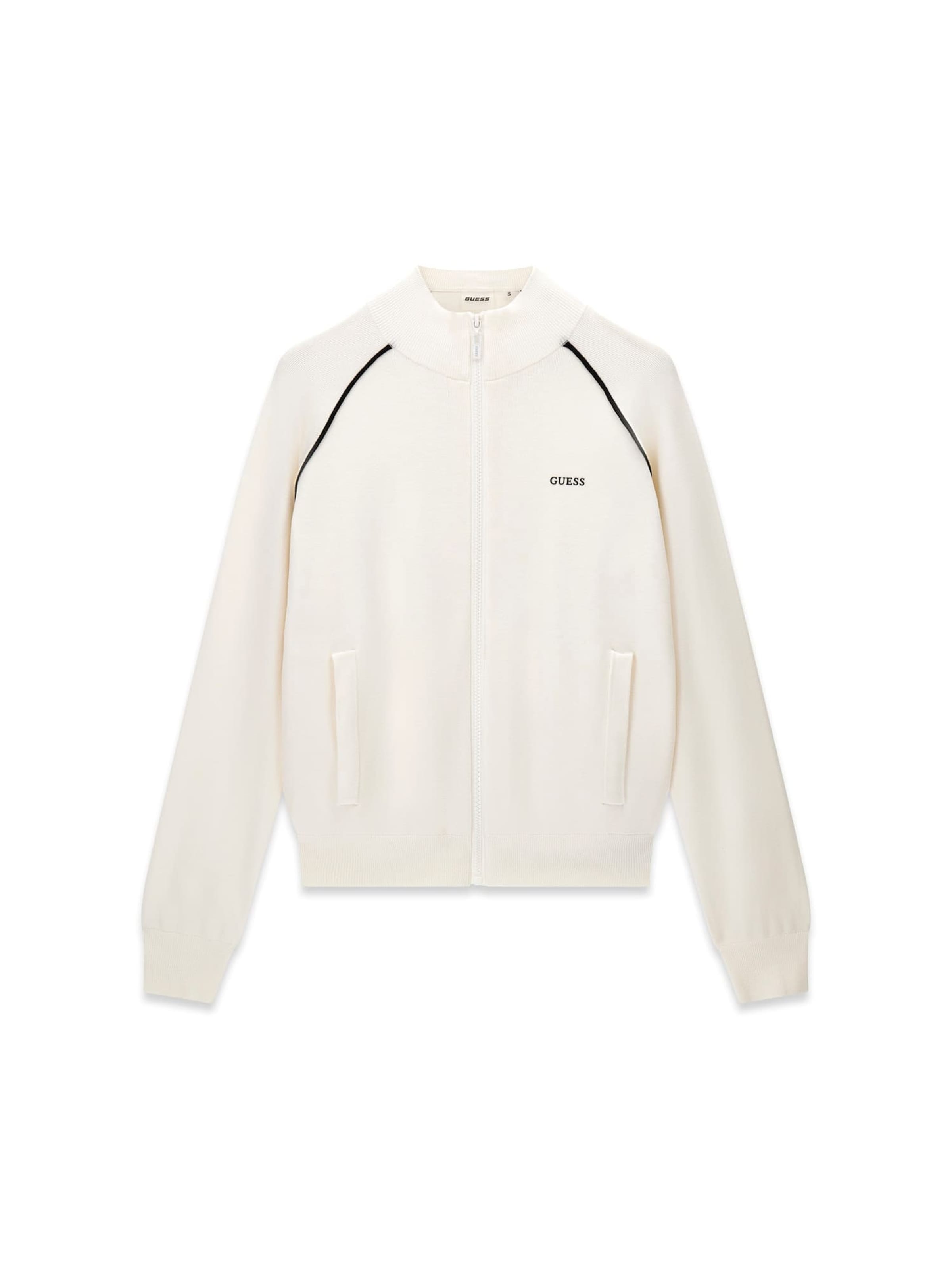 GUESS Zip-Up Hoodie in Cream / Black, Item view