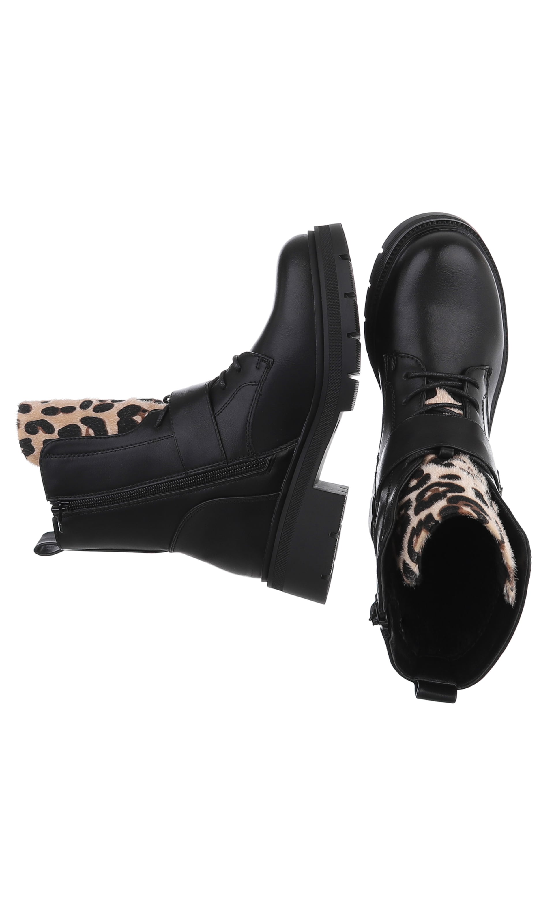 Ital-Design Lace-Up Ankle Boots in Black