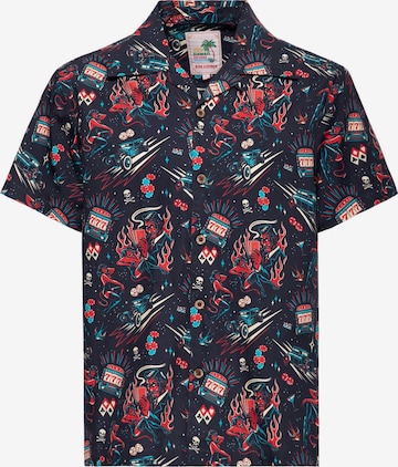 King Kerosin Regular fit Button Up Shirt 'Rockabilly Devil' in Black: front