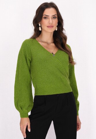 Pullover di faina in verde: frontale
