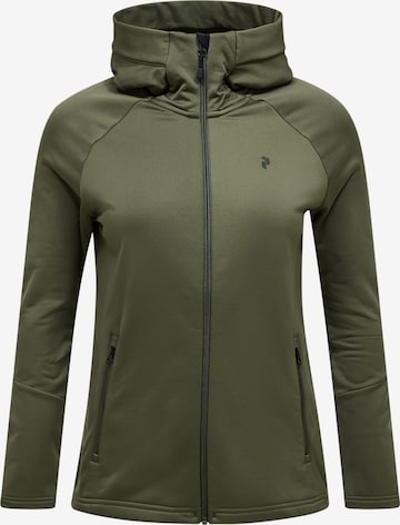 PEAK PERFORMANCE Fleecejacke W Rider Essentials Midlayer Zip Hood in Grün: Vorderseite